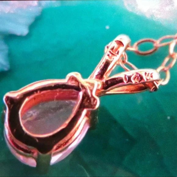 Dainty 14K Yellow Gold Montana Sapphire Pendant on Dainty 14K Chain - Picture 17 of 17